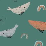 Whales in ocean groen