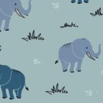Elephant in wild pastel blauw